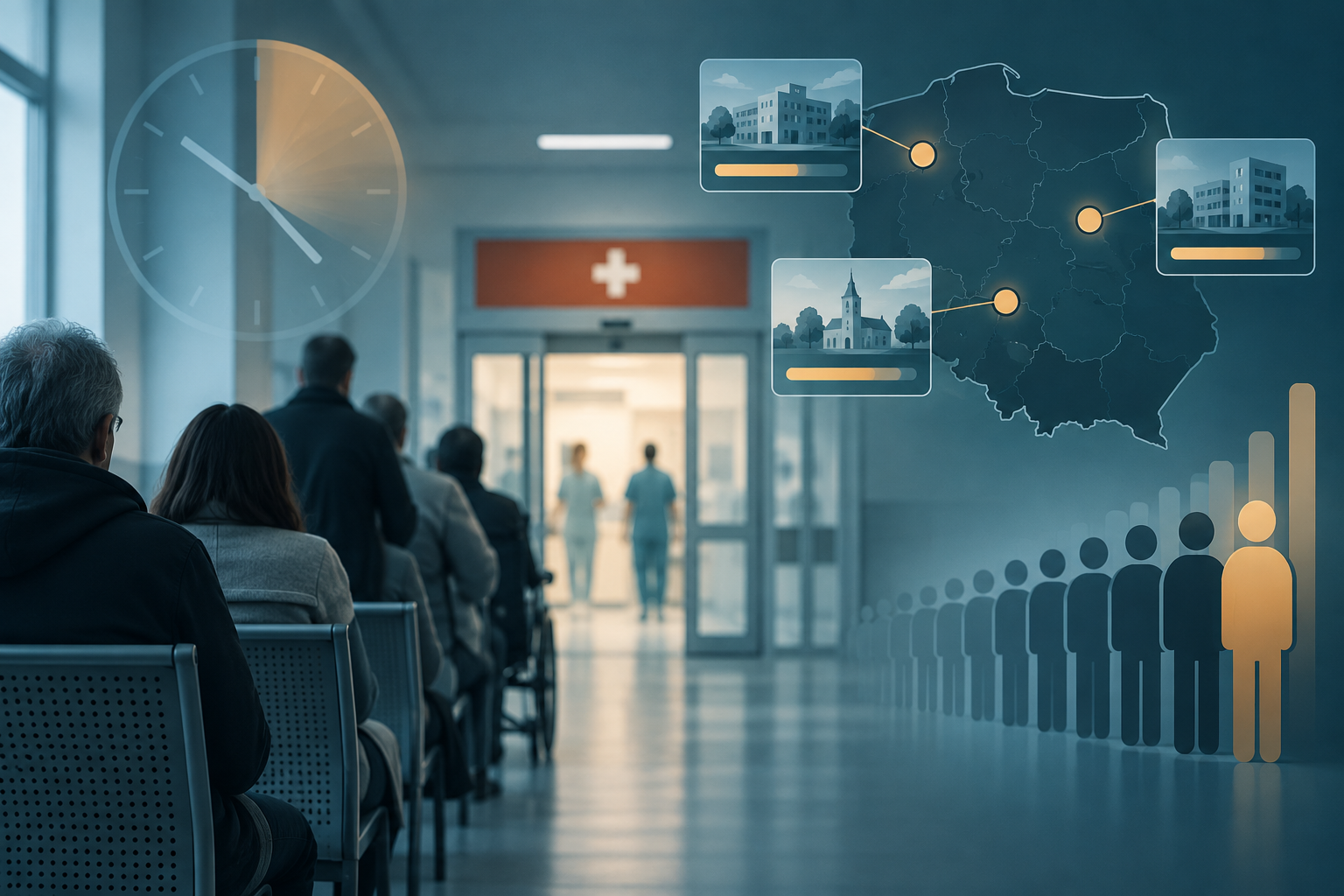 Ilustracja raportu: Najdłuższe kolejki SOR: Drawsko Pomorskie, Sandomierz i Wągrowiec